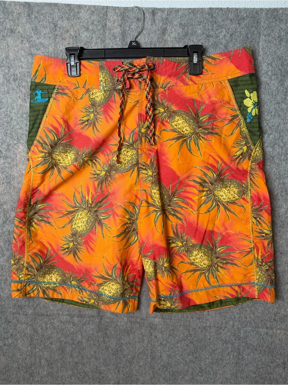 Robert Graham Men's 36 Pineapple Print Orange Swim Trunks